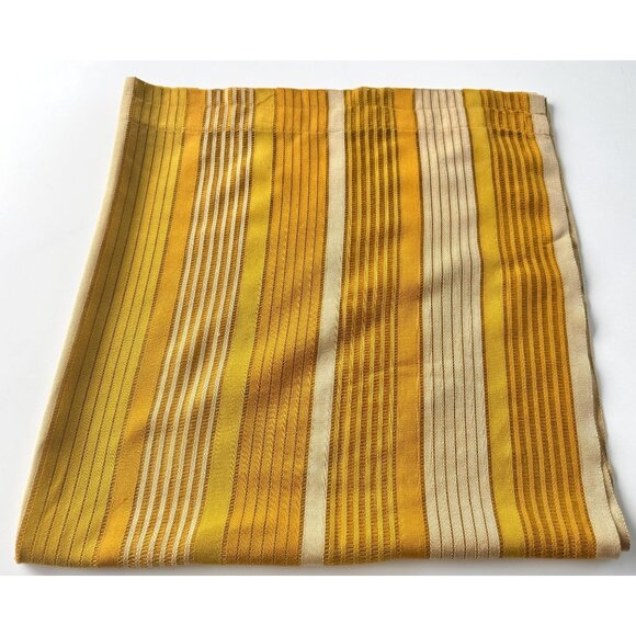 Vintage 70s curtain, orange, yellow vertical stripes,  rod header panel - Picture 1 of 10
